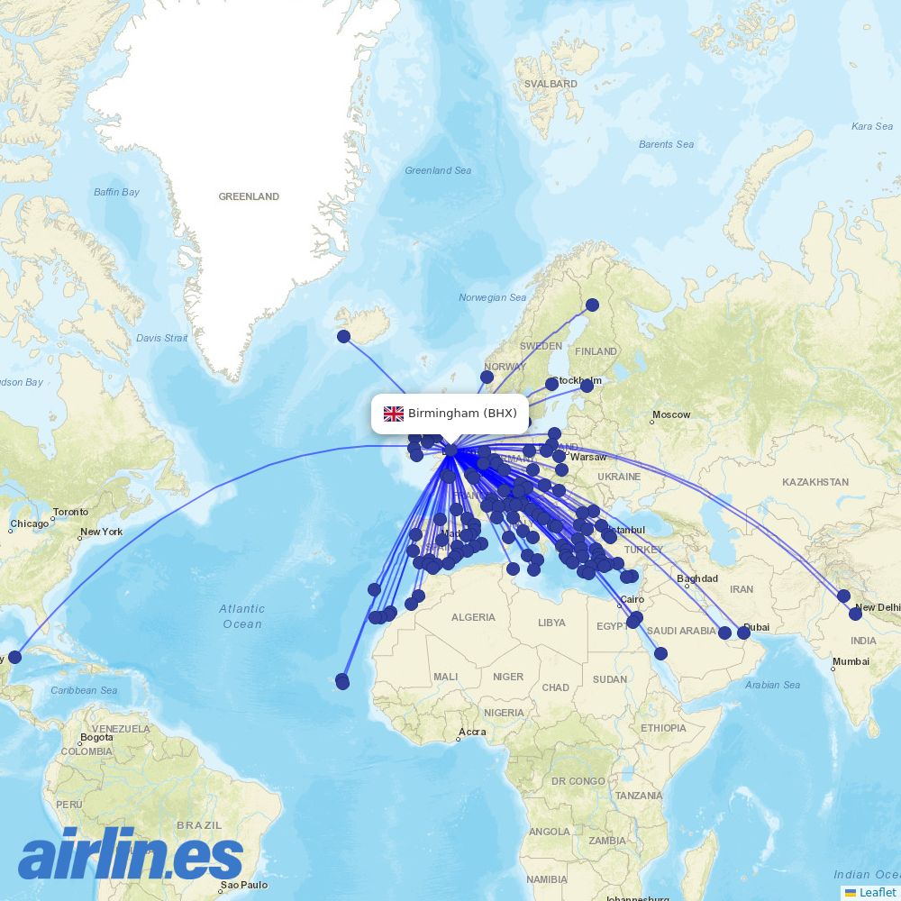  at BHX route map