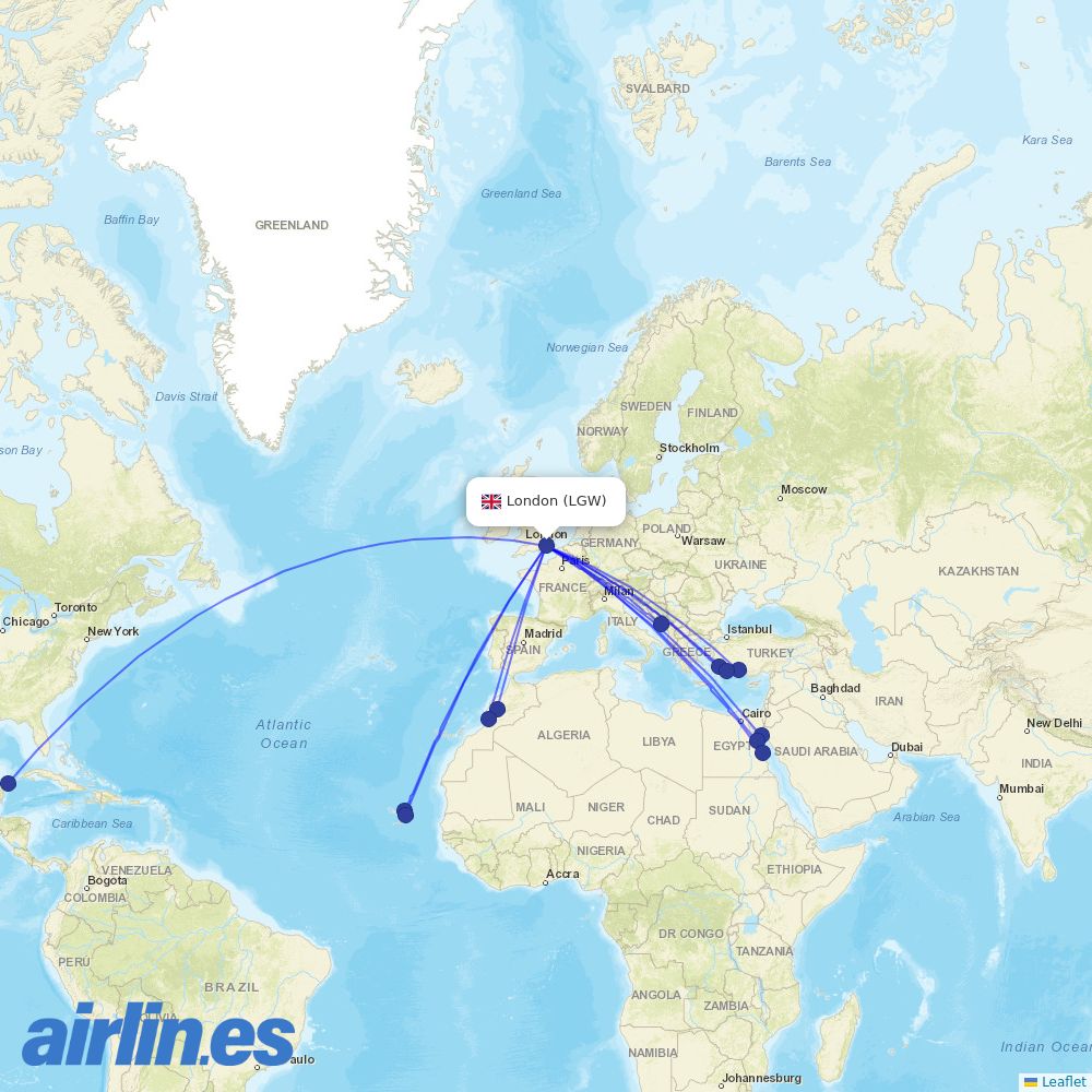  at LGW route map